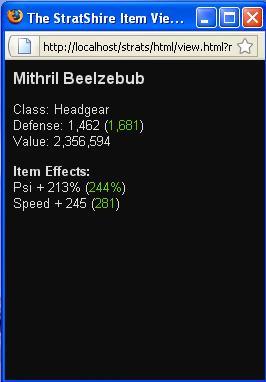Example of Item Effectiveness display